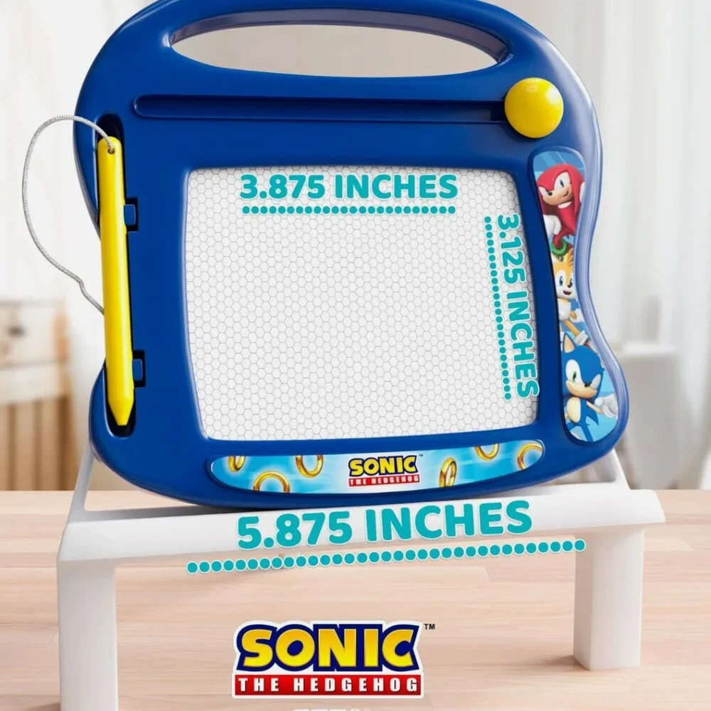 Sonic the Hedgehog Rainbow Magnetic Sketcher Travel Toy Draw Write w/ Stylus NIB